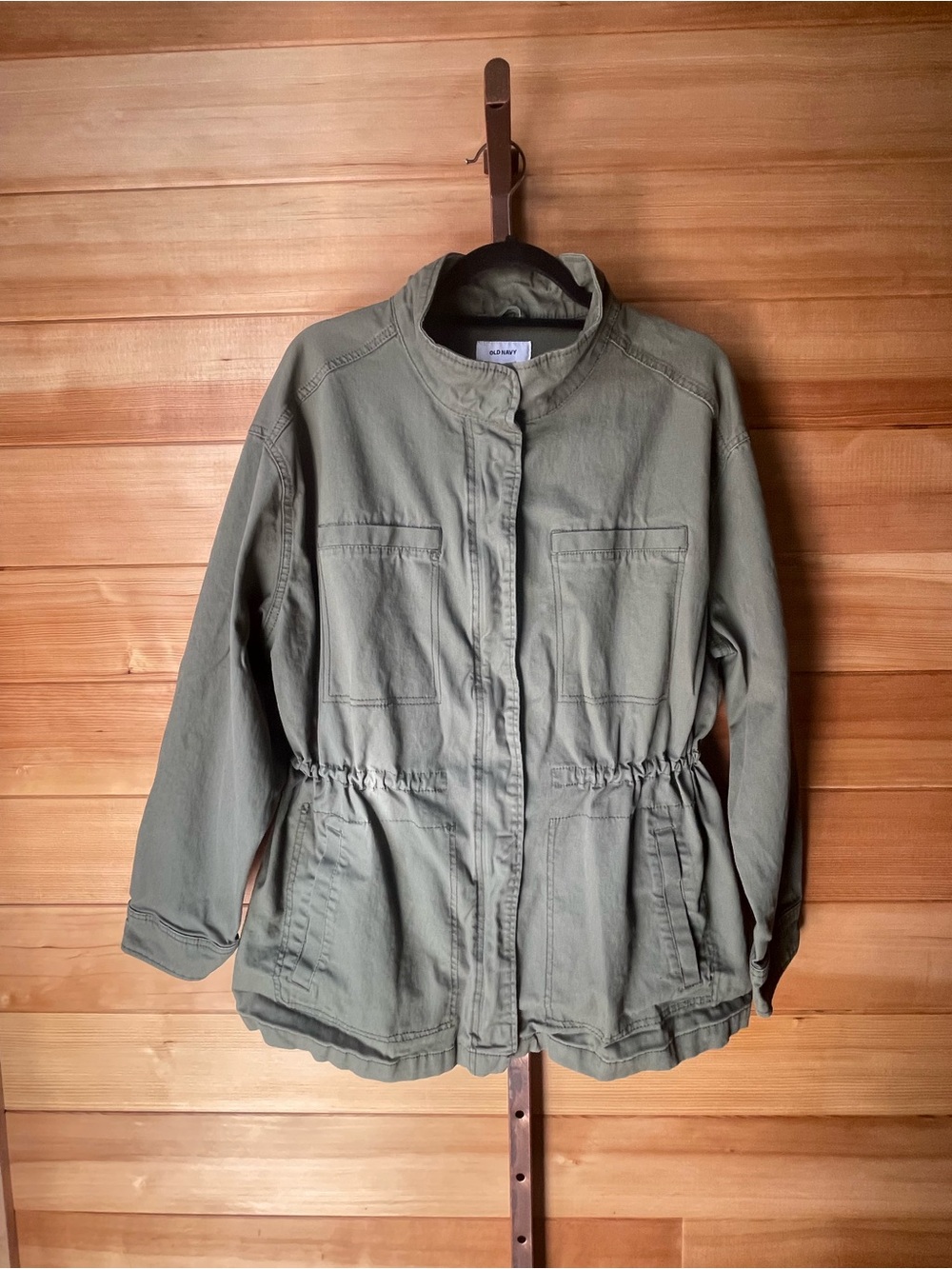 Old Navy Olive Utility Jacket with Drawstring Waist